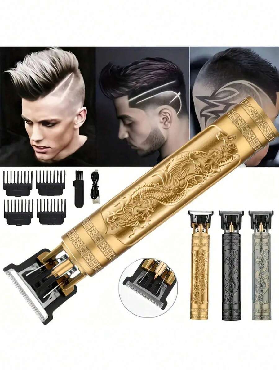 Men's Professional Hair Clipper And Beard Trimmer - USB Rechargeable Lithium Battery, 4 Attachments, Ergonomic Design With Adjustable Comb, Suitable For Trimming And Styling, Men's Hair Clipper - A - View 1