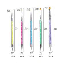 Bộ cọ vẽ móng nghệ thuật, 5 chiếc cọ vẽ móng acrylic hai đầu bao gồm cọ kẻ viền móng 7/9/11mm, cọ dẹt và dụng cụ chấm móng để thiết kế móng nghệ thuật. - Nhiều màu - Xem 9