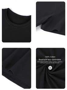 Tops Oversize Primavera/Verano, 100% Algodón, Camisetas de Manga Corta para Mujer, con Divertido Estampado de Ballena Tropical y Avestruz - Negro - Ver 2