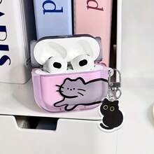 Estuche para auriculares con orejas de gato estilo retro y llavero con gato, compatible con Apple Pro 2, Pro 3, Pro, 4, 3 y 2 Estuche protector - Multicolor - Ver 2