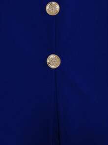 女士优雅两件套，纯色长袖开衫西装外套 + 无袖纽扣中长连衣裙，秋冬春季 - 藍色37 - 查看 7