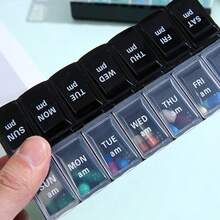 2X Weekly Daily Pill Box Organiser Tablet Medicine Storage Dispenser 7 Day Night - 黑色 - 查看 3