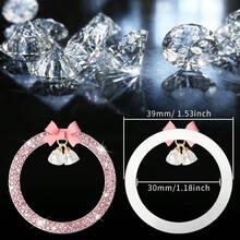 1-Click Start Decorative Sticker, Interior Button Inlaid Diamond Bow, Crystal Bell Pendant, Ignition Ring - A - View 3