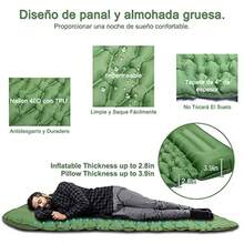 Almohadilla Iable para Dormir Almohadilla De Camping Almohadilla para Dormir con Bomba De Pie Incorporada Almohadas Iables para Mochilero Verde Simple - Verde simple - Ver 5