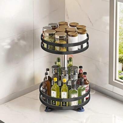 Desktop Storage Rack - Rotatable Multi-Level Metal Shelf - Suitable For Storing Kitchen Seasonings, Cosmetics, Toiletries, Snacks, Beverages, Etc. It Can Be Used In Kitchens, Bathrooms, Living Rooms, Etc. It Is Suitable For Festivals, Family Gatherings, Etc.