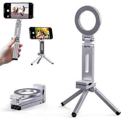 Giá đỡ điện thoại để bàn đa năng xoay gập được - Chân đế điện thoại từ tính - Gậy selfie ba chân di động