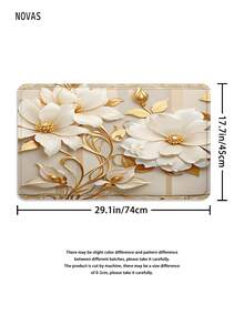 1/3/4pcs Gold Floral Print Shower Curtain Set, Minimalist Pattern, Washable Polyester Fabric, Waterproof Durable Bathroom Accessories, Includes 12 Hooks - Includes Toilet Lid Cover, Bath Mat And Rug, Home/Bedroom/Living Room/Home Decor/Summer - A - View 9