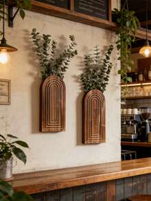 1件波西米亚彩虹拱形木质花瓶墙饰，现代农舍风格木质壁挂花瓶，易于安装，四季皆宜，现代悬浮式木质艺术相框家居装饰，完美的彩虹展示墙饰，送给朋友的礼物 - 适用于玄关、走廊、浴室、客厅、餐厅和狭窄空间（不含树枝，款式随机发送） - 彩色 - 查看 21