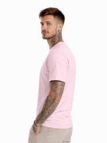 Men's Basic Casual Plain T-Shirt In Premium Combed Cotton, Sizes S To XL - 淺粉色 - 查看 5