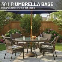 Base de paraguas redonda rellenable de peso de EE. UU. para uso con mesa de patio base resistente fabricada en los Estados Unidos - como en la foto - Ver 2