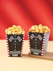 10pcs Racing Car Theme Popcorn Boxes, Checkered Flag Popcorn Containers Suitable For Racing Car Theme Birthday Party, Baby Shower Party, Candy Box, 1st Birthday Decoration, Gender Reveal Party Supplies, Boy Birthday Decoration, Disposable Paper Popcorn Buckets For Boys Kids Party Favors, Kitchen Tabletop Decor - Racing Theme - View 9