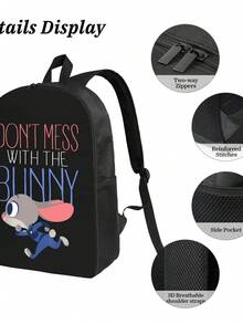Zootopia Judy Hopps  Durable Casual Backpack With Breathable Shoulder Straps - Ideal For College Students Hikers And Daily Commute - 黑色 - 查看 3