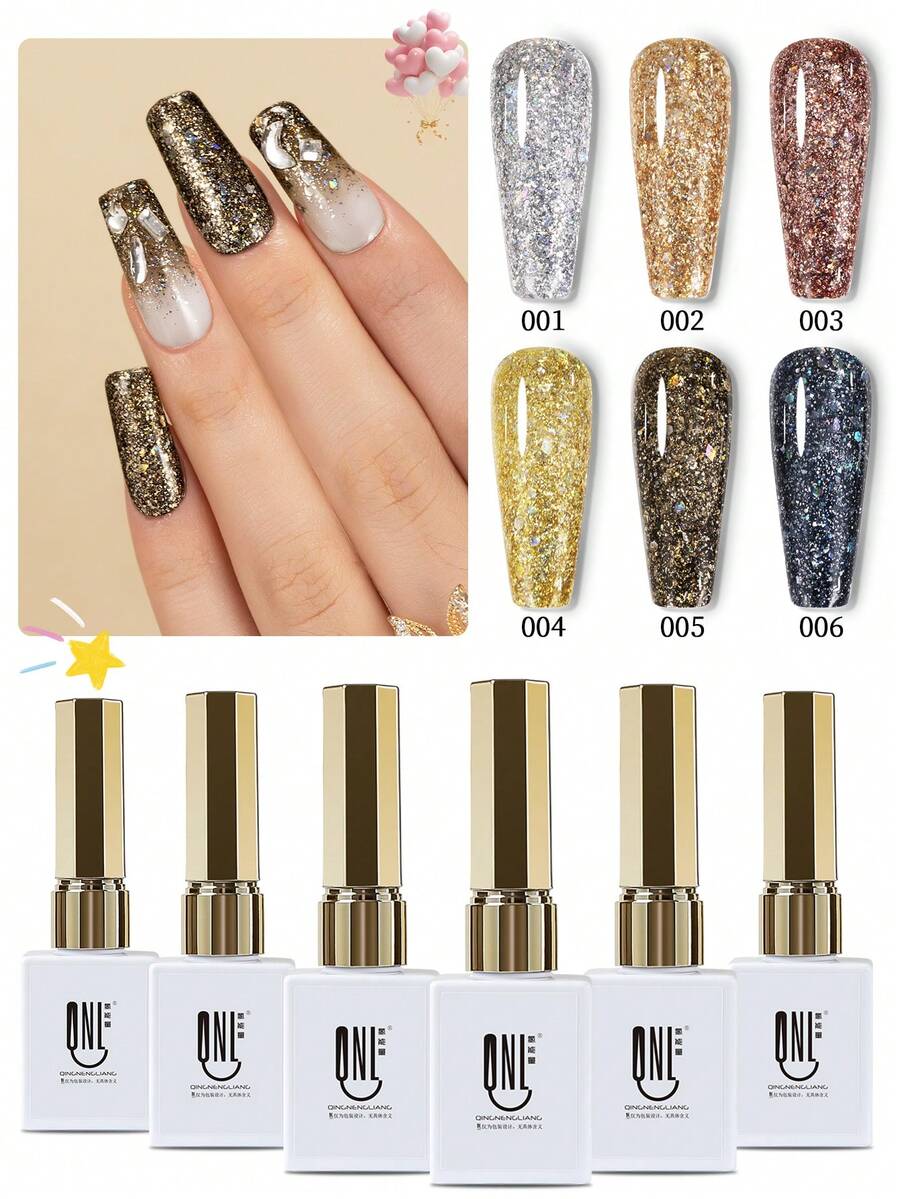 RS NAIL 反光闪粉凝胶指甲油 9g 全息闪光钻石 UV LED 可卸凝胶 金银色 春夏美甲 DIY 美甲沙龙家用美甲用品 女士女孩