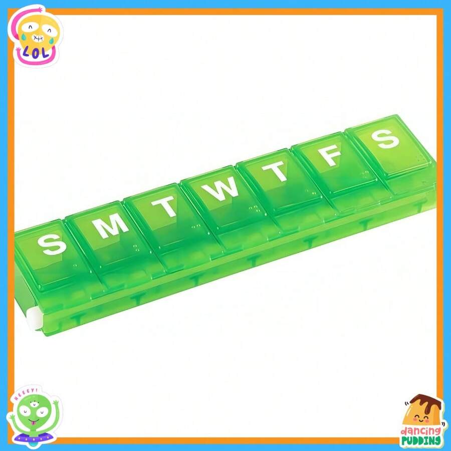 Weekly (7-Day) Pill Case, Medicine Planner, Vitamin Organizer, Small Locking Compartments To Secure Prescription Medication And Prevent Accidental Spilling, Color May Vary, - 預設 - 查看 1