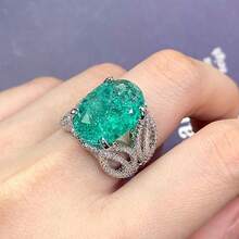 1 chiếc Nhẫn Trang Trí Đá Cubic Zirconia Trang Sức Đồng - Màu xanh Bạc hà - Xem 9