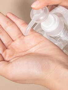 250ml/450ml Dispensador de loción cuadrado de plástico rellenable, botella de loción vacía apta para aceites esenciales, lociones, champú, viajes al baño, transparente - transparente - Ver 1
