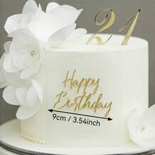 3件套生日快乐蛋糕装饰，金色、银色、玫瑰金亚克力蛋糕插牌，生日快乐蛋糕装饰，现代字母蛋糕插牌，生日派对蛋糕装饰礼品 - 多色 - 查看 6