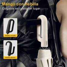 Travel Golf Folding Umbrella, 10 Ribs, Automatic Open/Close, Lightweight Portable Backpack, Outdoor Car Sunshade, Sun/Rain Protection, Anti-UV 99%, UPF 50 - Blanco - Ver 7