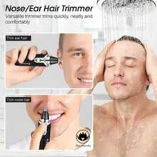 Kemei KM-6512 Portable Electric Nose & Ear Hair Trimmer For Men, Dual Speed Adjustment Nose Hair Cleaner & Trimmer, Battery Powered (1pc) - Black - View 12