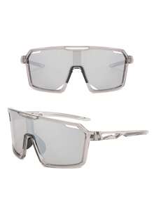 1 Pair Unisex Large Frame Reflective Mercury Eyeglasses, Suitable For Street Style, Travel, Sports, Driving, Festivals, Beach, EDM, Outings, Summer Accessories, Vacation, Family Outings, UV Protection, Golf, Hiking, Elegant Attire, Street Style Accessories, Sports, Parties, Outdoor Activities, Fishing, Holidays, Sun Protection, Vacation - Bạc - Xem 2