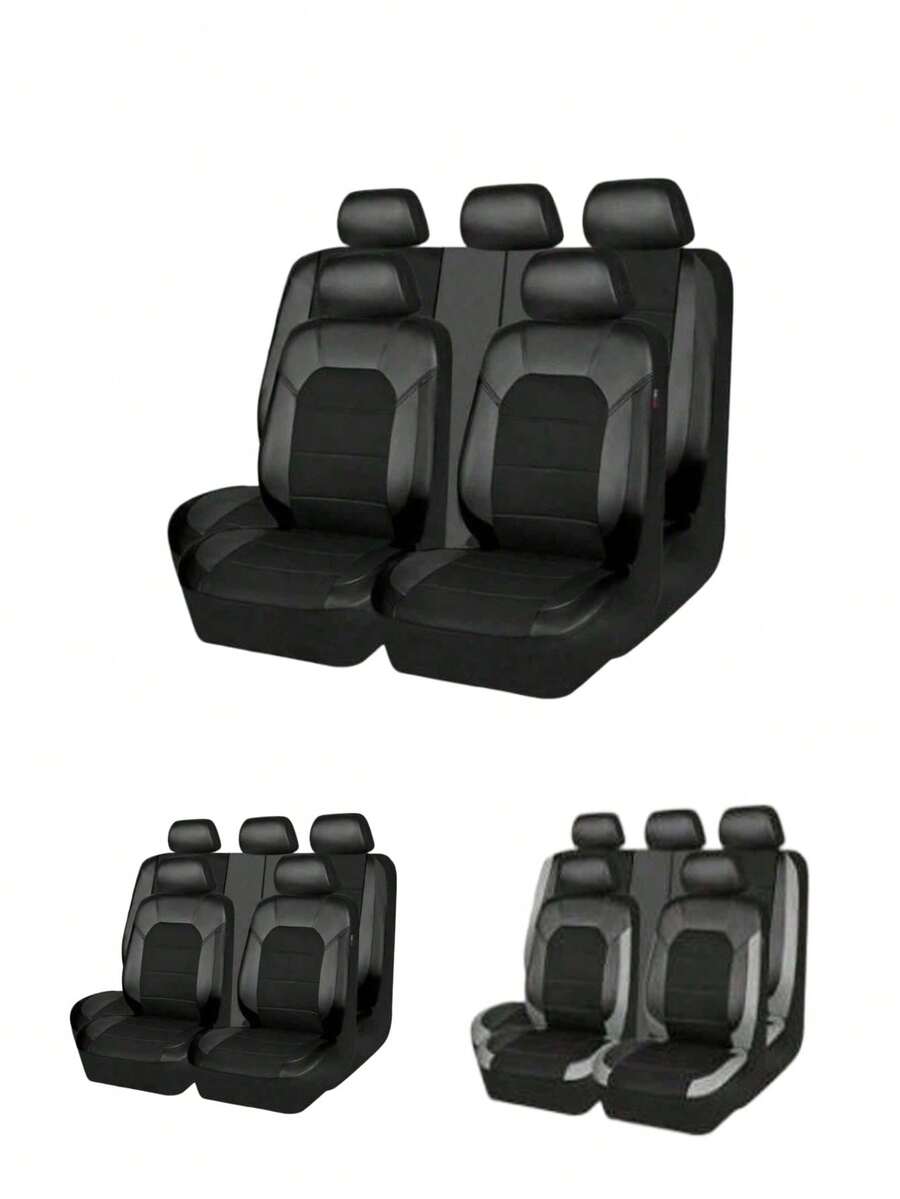 Bộ 4 miếng bọc ghế ô tô (hàng ghế trước) bằng da cao cấp, lưới 3D, có tựa đầu và khóa kéo, phù hợp với xe sedan, SUV và xe tải. - phong cách A - Xem 1