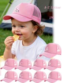 Mũ lưỡi trai in 26 chữ cái, kiểu dáng thời trang và đa năng, chất liệu lưới thoáng khí, thích hợp làm quà tặng hàng ngày. - Hồng - Xem 1