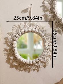 1/3pcs Round Tassel Fringe Mirror, Bohemian Sunrise Style Wall Decor, Decorative Hanging Mirror For Living Room Bedroom, Boho Minimalist Farmhouse Home Decor, Vintage Aesthetic, Suitable For Bohemian And Farmhouse Style Rooms, Suitable For Dorm, Entryway, Living Room Bedroom Wall Decor, Suitable For Cozy Farmhouse Or Natural Style Interior, Unique Home Wall Mirror Decor, Vintage And Modern Aesthetic Design - Multicolor - View 14