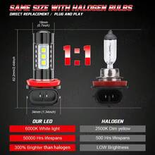 2 bóng đèn LED sương mù H11 H9, 16SMD 80W ánh sáng trắng 6000K, 12V - A - Xem 2