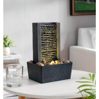 Fuente decorativa para interiores de casa para meditación gorgoteos regalo para mujeres decoración del hogar oficina con luz LED/adoquines 180041A