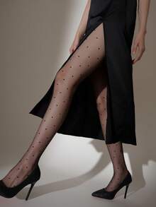1/3 pares de medias de mujer con lunares negros, aptas para uso diario - Negro - Ver 6