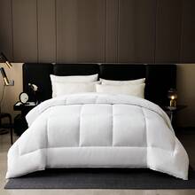 1pc White Hotel Style Comforter, Fiber Quilted All-Season Blanket, Large Double/Single Size, Breathable Cotton Quilt For Spring & Autumn - White - View 3