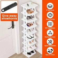 9/6-Tier Shoe Organizer - Comes With A Shoe Horn, Vertical Design, Perfect For Closets, Hallways, Bathrooms, Dorms, Storage And Organization, Stackable Plastic Shoe Organizer, Easy To Assemble - Xem 1