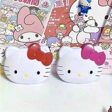 SANRIO 1個可愛粉色蝴蝶結設計便攜式口袋鏡 - 雙面緊湊旅行化妝鏡，輕巧便攜，無需電池，適合作為便攜裝飾配件 & 化妝工具 | 生動有趣的審美設計 | 光滑塑料材質 - 彩色 - 查看 4