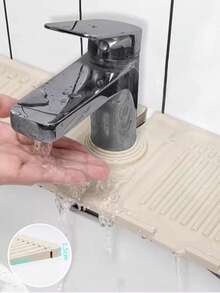 1 miếng lót silicon cho vòi nước, chống bắn nước, có thể cắt được với các cạnh hẹp, dùng cho chậu rửa mặt, bồn rửa chén, giá để ráo nước, giá để ráo nước nhà bếp, quà tặng Ngày của Mẹ - Màu xám đen - Xem 6