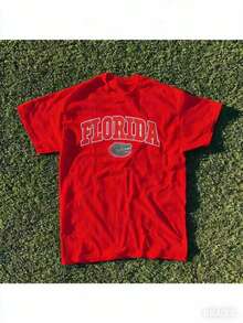 Summer New Short Sleeve Pattern Top ,Vintage Florida State Gators Shirt White New White All Sizes, Shirt Hot   New Comfortable Retro Cotton T-Shirt - 紅色 - 查看 3