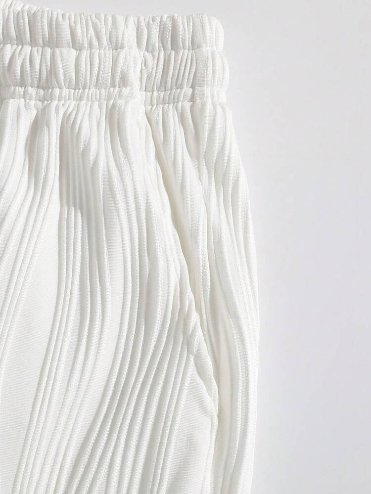 Quần short nam mùa hè, chất liệu jacquard, họa tiết sọc lượn sóng, mỏng, thời trang đường phố, phong cách thường ngày. - trắng - Xem 4
