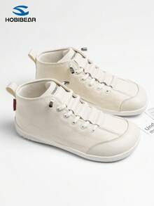 HOBIBEAR Giày thể thao cao cổ unisex, bản rộng, màu be, dây buộc co giãn, kiểu dáng casual, phù hợp cho sinh viên và đi làm. - màu trắng ngà - Xem 5