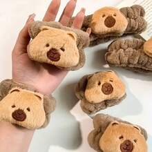 Bộ 3 món đồ chơi nhồi bông hình chuột lang nước dễ thương: băng đô cài tóc, vòng đeo tay, đồ dùng phòng tắm và trang điểm. - màu nâu - Xem 4