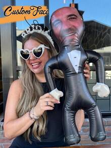 Custom Party Prank Props, Fun Bachelor/Bachelorette Party Props, Inflatable Pillow, Bride Party Prank Gifts, Groom Face Doll - Multicolor - View 2
