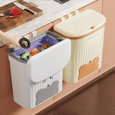 Thùng rác nhà bếp treo tường 3,17 gallon có nắp chống mùi, thùng rác hình chữ nhật nhỏ gọn phù hợp với tủ bếp, dưới bồn rửa hoặc trên mặt bàn - Bao gồm gạt nước có thể tháo rời và hộp đựng túi, lý tưởng cho nhà bếp, phòng tắm và văn phòng, thùng rác văn phòng | Thùng rác hiện đại | Phụ kiện nhà bếp tiện dụng