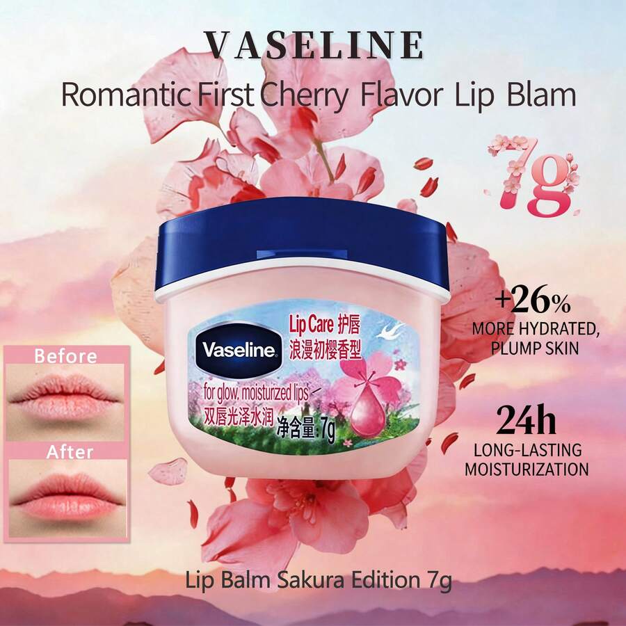 Vaseline 2 piezas Bálsamo labial Edición Sakura, 7g, Adecuado para el cuidado de los labios - Rosa Pálido - Ver 1