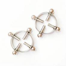 2 chiếc khuyên bảo vệ núm vú bằng thép không gỉ có thể điều chỉnh, dạng tròn, kẹp vít giả trang sức, chất lượng cao dành cho nữ. - vòng núm vú - Xem 10