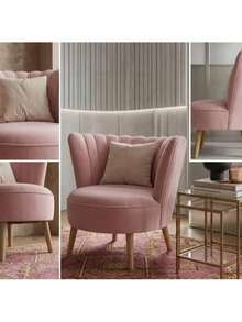 Sillon moderno vintage, minimalista, aterciopelado; ideal para uso en salas, cafeteria, bar, hotel, lobbys y establecimientos de manicuristas, creara comodidad en cualquier espacio de tu hogar o negocio, (medidas  84 cm ancho  x  63cm de largo  x 87cm de altura ). - Rosa Oxidada - Ver 3