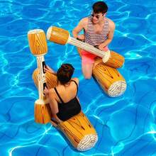 New Inflatable Water Sports Game, 2pcs Double-Person Hitting Sticks & 2pcs Swim Rings - Multicolor - View 5