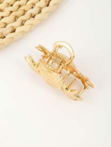 1pc Minimalist Metal Bowknot Medium Hair Claw Clip, Women Hair Accessory - Golden Starfish Shell - View 3