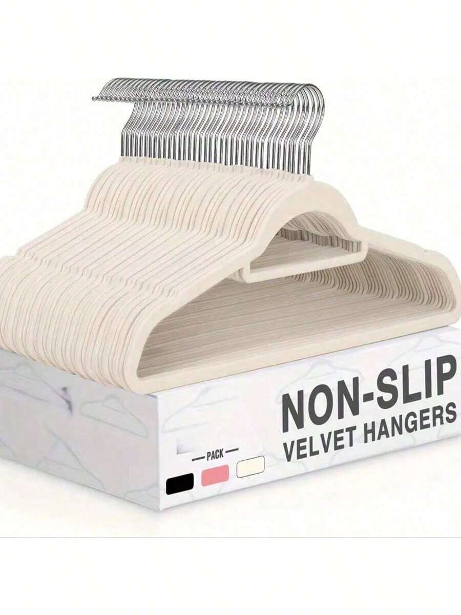 Bộ 20 móc treo quần áo LugoBox bằng nhung, móc treo quần áo có móc xoay màu vàng hồng, chống trượt và tiết kiệm không gian, dày 0,2 inch, dài 17,1 inch, thích hợp để treo áo khoác, áo sơ mi, váy, cà vạt, quần tây. - Xem 1