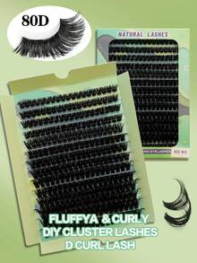 High Quality Soft 5D Fluffy False Eyelashes DIY Extension Kit, 14 Rows, D-Curl Thick Individual Lashes, Suitable For DIY Lash Extension At Home (80D/100D/120D/160D, D-Curl Mixed, 10-20mm), Lash Clusters, False Eyelashes, Individual Lashes - D+ - View 6