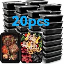 10pcs/30pcs Pre-Meal Containers, 450ml/750ml Curved Plastic Food Storage Containers (With Lids), Instant Meal Containers (), Disposable Food Boxes, Microwave, Dishwasher And Refrigerator Food Containers, Kitchen Accessories - Black - View 8
