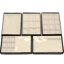 5 Large Jewelry Trays In Velvet Faux Leather (33x22cm) With Cover - 冰 - 查看 1