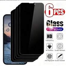 XINHONGYU 6pcs Privacy Screen Protector, Tempered Glass, Full Coverage, Compatible With IPhone 17/16/15/14/13/12/11 Pro Max/XR/X/XS Max Plus, Anti-Fingerprint, Anti-Peeping - Black-6PCS - View 31